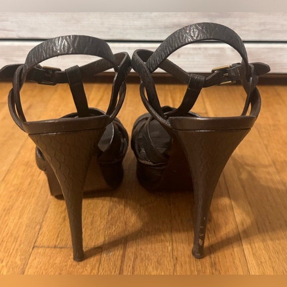Yves Saint Laurent YSL Bronze Brune Tribute Sandals Heels - Picture 3 of 7